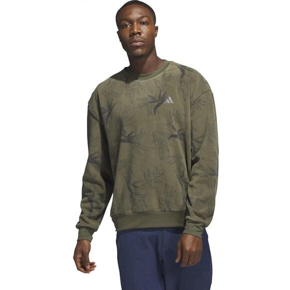 Adidas Oasis Crew Sweatshirt Olive Green Medium NWT - Picture 2 of 12